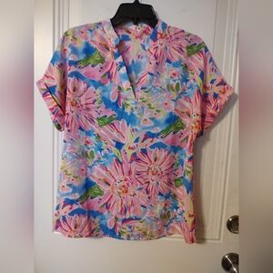 Vibrant Floral V-Neck Blouse